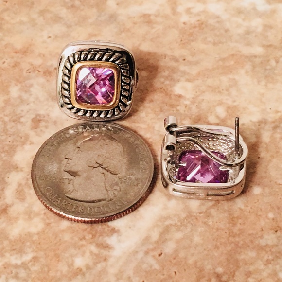 Two Tone Silver & Gold Designer Style Earrings - Picture 4 of 4